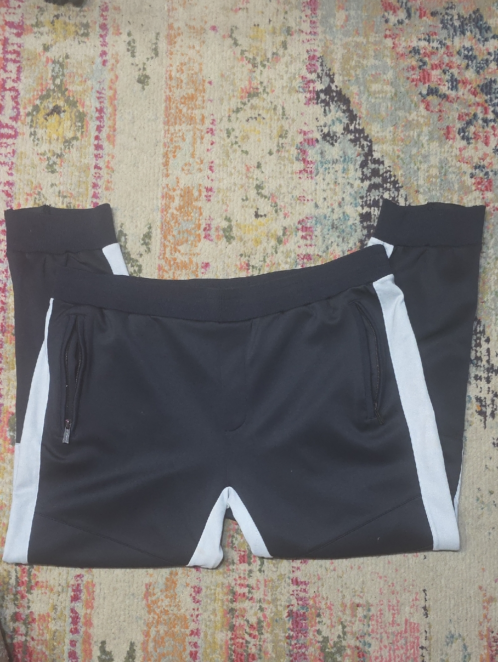 Sean John Black Joggers with White Side Panels
